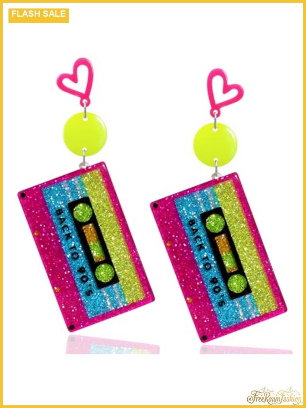 Neon Heart Hoop Earrings Acrylic Drop Dangle Retro Party Jewelry